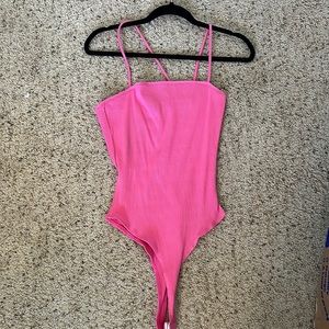 NWT Fashion Nova Pink Ribbed Body Suit - Size XL